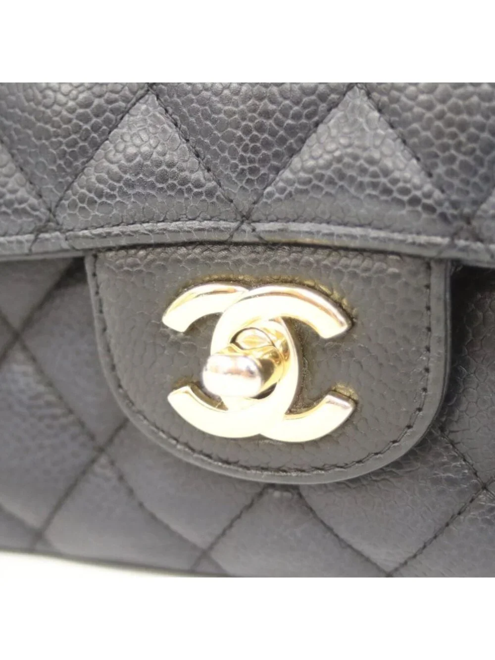 Chanel Black Caviar Gold Quilted 25 Shoulder Bag